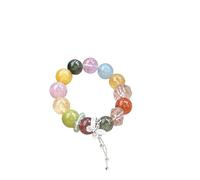 JINGYAN Multicolour Natural Gemstone Crystal Beaded Bracelet with Silver Butterfly Charm