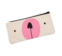 JINGYAN Pencil Cases Canvas Pencil Case Student Stationery Pen Eraser Storage Bag(Beige)