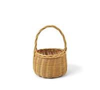 JINGYAN Picnic Baskets Mini Round Shaped Handwoven Wooden Rattan Basket With Handle Flower For Wedding Girl Baskets Home Garden Decor(B)