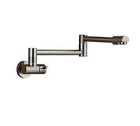 JINGYAN Sink Faucets Double Nozzle Folding Telescopic Swing arm Wall Kitchen Faucet Single Hole Two Sink(Brushed A)