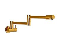 JINGYAN Sink Faucets Double Nozzle Folding Telescopic Swing arm Wall Kitchen Faucet Single Hole Two Sink(Golden A)