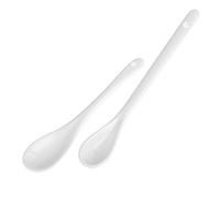 JINGYAN Soup Spoons Elegant Large/Small Pure White Porcelain Spoons Mini Ceramic Tea Coffee Sugar Dessert(L)