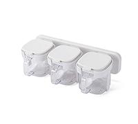 JINGYAN Spice Shakers 3Pcs Wall-Mounted Seasoning Box Kitchen Spice Pots Sugar MSG Salt Storage Container Jars for Accessories Tools(White)