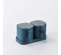JINGYAN Spice Shakers Spices Jar Set Pepper Spice Shaker Salt Seasoning Organizer Box Kitchen Cruet Condiment Bottle Jars Container with Spoons(Green 2pcs)