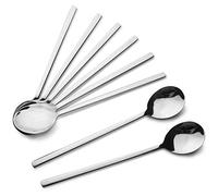 JINGYAN Spoons 8 Pieces Stainless Steel Spoons,Soup,Long Handle Asian,Rice Spoon,Dinner,Table (Silver)
