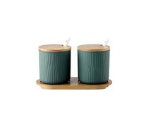 JINGYAN Sugar Bowls Jars for Spices with Lid Sugar Bowl for Kitchen Storage Bottles and Salt Shaker and Pepper Boxes Seasoning Bottle(Green)