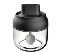 JINGYAN Sugar Bowls Kitchen Glass Spices Bottles Glass Sugar Salt Honey Storage JarSeasoning Storage Box with Brush Spoon Lid Accessories(Schwarz)