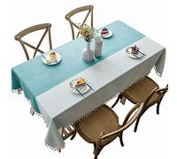 JINGYAN Tablecloths Decorative Linen Tablecloth With Tassel Waterproof Oilproof Thicken Rectangular Wedding Dining Tea Table Cloth(140x180cm)