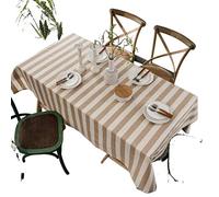 JINGYAN Tablecloths Tablecloth Cotton Linen Yarn Dyed Home Decor Table Cover Rectangular Dustproof Mantel For Birthday Kitchen Dining(Khaki,140X220cm)