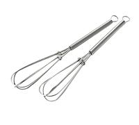 JINGYAN Whisks 2pcs Stainless Steel Balloon Wire Whisk Multifunctional Rotary Manual Egg Beater Mixer Kitchen Baking Utensil Milk Whisk Mixer