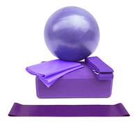 JINGYAN Yoga Blocks 5PCS/Pack Yoga Kits and Sets for Beginner Blocks Resistance Bands Pilates Pull Rope Fitness Stretching Strap Equipment(Purple set)