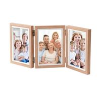 Jingyash Hinged Picture Frame | Rustic Vertical Collage Frame | 3 Folding Family Collage, 4x6 Triple Hinged Frames for Home Living Room Bedroom
