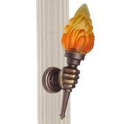 Jingyash Torch Wall Light | Torch Hand Light with Flame,Lighting Fixture with Flame Glass Lamp Shade and Fist-Shaped Antique Brown Aluminum Bracket Farmhouse