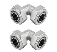 Jingzan 2PCS 3/4" Elbow Air Piping Fittings, Brass-Nickel Plated 3/4" Equal Elbow Air Tubing Fittings Compatible with Maxline Shop Garage Compressed Air lineTube System Kit