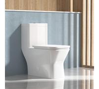 JINGZE Elongated Standard One-Piece Bathroom Comfort Height Toilet with Powerful Flush in White