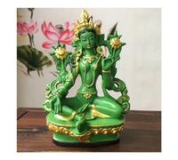 JINGZEYU 1pcs 13.5cm Green Tara Buddha Statue, Resin Painted Sculpture, Tibetan Buddhist Temple/Home/Office Statue Decoration
