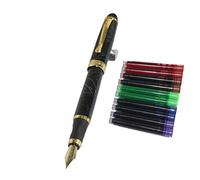 Jinhao 450 Normal Nib Fountain Pen White line with 5 Color Gullor Ink Cartridges