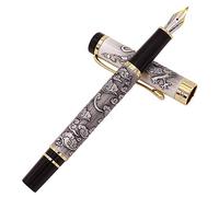 Jinhao 5000 Chinese Dragon Bent Nib Fude Pen, Fine to Broad Size, Gray Color with Pen Pouch