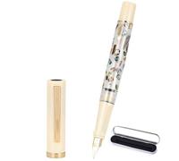 JinHao 58 Resin Fountain Pen, Iridium Fine Nib Natural Sea shell Engraving Design, Consistent Writing Pen with Ink Converter (Ivory White)