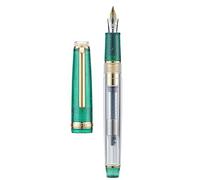 Jinhao 82 Fountain Pen, Golden Trim Medium Nib, Starry Green Clear Barrel with Converter