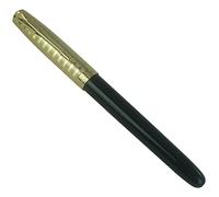 Jinhao 86 Fountain Pen, Black Acrylic Body, Golden Checked Metal Cap, Extra Fine With Ink Converter