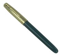 Jinhao 86 Fountain Pen, Dark Blue Acrylic Body, Golden Checked Metal Cap, Extra Fine With Ink Converter