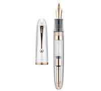 Jinhao 9019 Fountain Pen, Dadao Series #8 Fine Nib, All Clear Acrylic Barrel with Golden Clip Big Size Writing Pen