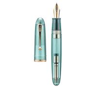 Jinhao 9019 Fountain Pen, Dadao Series #8 Fine Nib, Light Blue Transparent Acrylic Barrel with Golden Clip Big Size Writing Pen