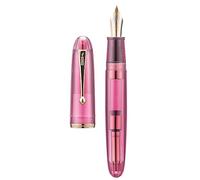 Jinhao 9019 Fountain Pen, Dadao Series #8 Fine Nib, Red Transparent Acrylic Barrel with Golden Clip Big Size Writing Pen