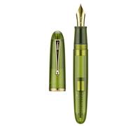 Jinhao 9019 Fountain Pen, Dadao Series #8 Heartbeat Fine Nib, Green Transparent Acrylic Barrel with Golden Clip Big Size Writing Pen
