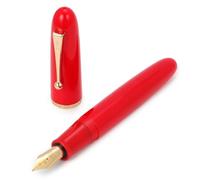 Jinhao 9019 Fountain Pen, Dadao Series #8 Heartbeat Medium Nib, Red Acrylic Barrel with Golden Clip Big Size Writing Pen