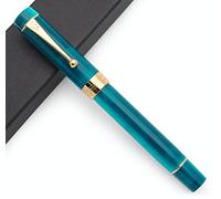 JINHAO Century Tofu 100 18KGP Golden Plated Resin Fountain Pen (Peacock Blue, Medium Nib)