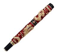 Jinhao Fountain pen, Chinese Handmade Cloisonne Enamel Painting Dragon, Medium Nib, Signature and Collection Pens, Business Gift Pen (Red)
