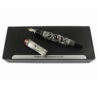 Jinhao Luxury Ancient Chinese Ming Dynasty Emperor Style Dragon Play Red Jade Pearl Fountain Pen with Gift Box, Black