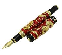 Jinhao Red Color Extra Fine Nib Fountain Pen, Chinese Handmade Cloisonne Enamel Painting Dragon, Advanced Business Gift Pen