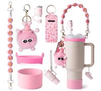JINHCHIF Stanley Cup Accessories Set I Water Bottle Handle Strap, Silicone Cup Boot, Lipstick Holder, Keychain Charms & Handle Charms,Straw Topper Accessories for Halloween Fall Stanley Cup 40oz/30oz