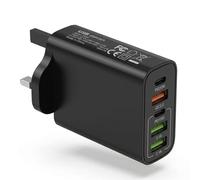 JINHENDS 65W USB C Plug, 5-Port Multi Fast Charger Plug, 2-Port PD Power Adapter + QC Wall Charger C Charging Plug for iPhone 17 16 15 14 13 12 11 Pro Max XS XR SE, iPad, AirPods (Black)