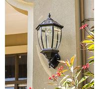 JINHH Vintage Wall Lantern Solar Lights Outdoor, Dimmable Solar Wall Lamp Exterior Waterproof with Remote Control, Antique E27 Garden Lights Aluminum with Light Sensor, Outdoor Lighting