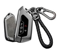 Jinhon For Volkswagen 3/5 Button Leather Metal Key Fob Protector Fit for VW ID.3 ID.4 2025 2026 GTI Atlas 2024 Seat Leon MK4 MK8 Golf 8 R Keychain Key Shell Accessories C Gray