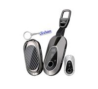 Jinhon Key Case Fits for Mercedes Benz 2025 2026 C E S Class W206 W214 W223 CLE GLC EQS V297 X296 EQE 2024 Car Key Case Key Fob Accessory Metal Housing Key Cover Black 1