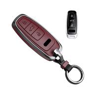 Jinhon Key Case Metal Cover Fits Audi A6 A7 A8 S6 S7 Q7 Q8 E-Tron A6L A8L RS6 RS7 SQ7 SQ8 2025 2024-2019 Car Key Case Key Case Protective Accessories Key Ring Red D