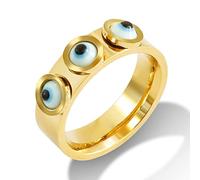 JINHUI Heart Rings with Charms for Women,18k Gold Plated Forever Love ring, Stainless Steel Heart friendship Rings, Evil Eye Hand of Fatima Ring, Dainty Gift for Friend, Lover,Metal, No Gemstone