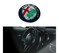 jinhuo Metal Emblem Set for Alfa Romeo Stelvio 2017-2025 - Front Grille Boot Badge Replacement Steering Wheel Cover Letters Quadrifoglio Keyrings Multiple Styles,Steering wheel-A