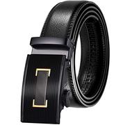 JINIU Christmas Men's Genuine Leather Belt with Automatic Buckle 1.38" Wide Durable Ratchet Dress Black Elegant Belts Gift Box KT11