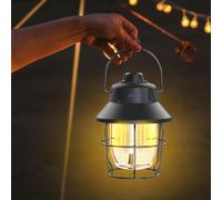 JINIU Rechargeable LED Camping Lantern, Mini Retro Portable Waterproof Lantern, 1000LM, 3 Light Modes (2700-6500K) Stepless Dimming Brightness, Hanging Tent Light for Camping, Power Outages