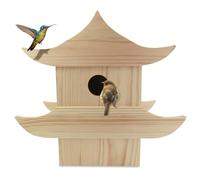 Jinja Bird House, Japanese Pagoda Wooden Small Birds Blue Bird Hummingbird Nesting Box for Ourdoor Hanging 11.5'' H Japanese Style Garden Decor Birds Lover Gift