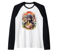 Jinja Eating Ramen Noodles Lover Japanese Art Anime Japan Raglan Baseball Tee