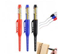 Jinjiar 3PCS Long Nib Marker Pens,Waterproof Deep Access Markers,Deep Hole Marker Pens,Multi-Purpose Deep Hole Pens Drill Hole,Chalk Line,Carpenters Pencil,Construction Pencil,Ho-le Mar-ker P-en