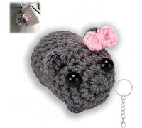 Jinjiar Sad Hamster Meme Keychain, Knitted Hamster with Sound, Violin Music, Grey, Unisex Adult