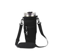 JINJIASC Carrier Bag for 40oz Stanley Cup Accessories with Phone Pocket, Neoprene Water Bottle Holder Pouch with Adjustable Strap Bollus with, Personalized for Women (Black)